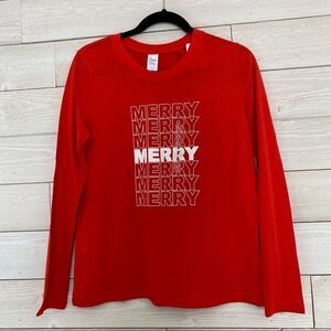 Sleep Chic Penny bright red long sleeve shirt, Medium, NWT